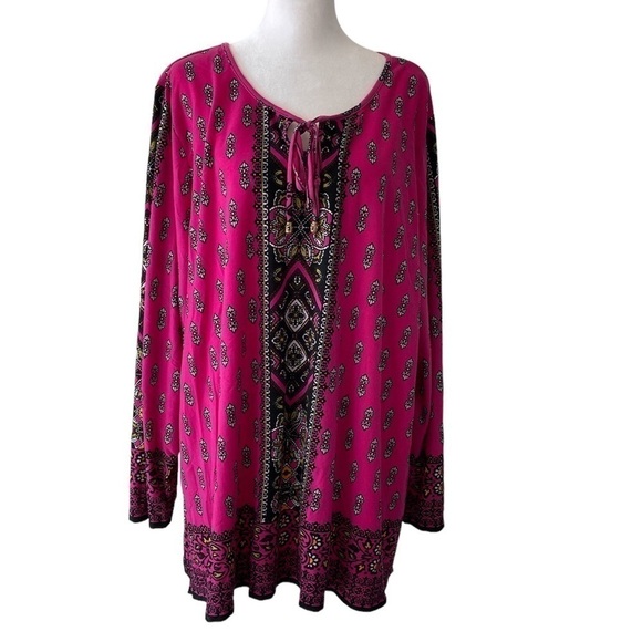 Catherines 2X purple top scoop neck long sleeves - Picture 1 of 9